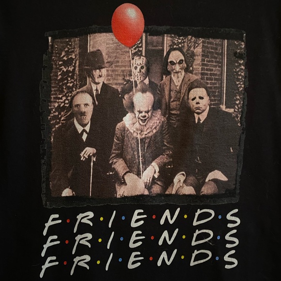 Horror Movie Friends Pennywise Michael Myers Art Graphic T-shirt Stephen King - Picture 3 of 14